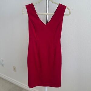 Women's Red Size S Fitted V-Neck Dress